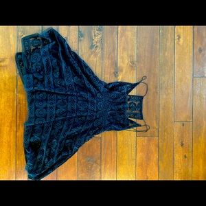 Black lace mini dress